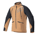 Alpinestars Hyde XT Drystar XF Jacket, Motorcycle Adventure Touring Jacket, Sand and Black, featuring vertical chest ventilation zippers and side pockets, black ripstop panels on shoulders and arms, high collar, waterproof textile construction for off-road riding