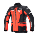 Alpinestars Honda Bogotá Pro Drystar® Jacket, Motorcycle Adventure Touring Jacket, Bright Red and Black with white accents, featuring multiple zippers, utility pockets, adjustable straps, and Honda and Alpinestars branding