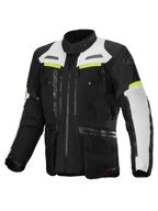 Alpinestars Bogota' Pro Drystar® Jakke, sort og grå herre-motorcykeljakke til adventure touring med gul fluo, CE-godkendt.