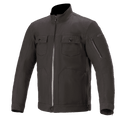 Alpinestars Solano Waterproof Jacket, urban motorcykeljakke, sort, høj lige krave med central vandtæt lynlås, to brystlommer med knaplukning, ærmelomme med lynlås, afslappet tekstilkonstruktion med en glat finish