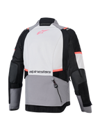 Alpinestars Stella Andes V4 Drystar dame-adventurejakke i grå og sort, set bagfra med stor baglomme til opbevaring.