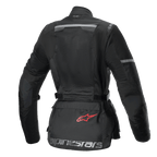 Alpinestars Stella Andes Air Drystar® Jakke, dametouringmotorcykeljakke set bagfra, sort, med omfattende meshpaneler og opbevaringslomme med rødt logo