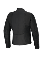 Alpinestars Isla WR Damejakke, set bagfra, sort, slim fit urban motorcykeljakke med quiltede detaljer på skuldre og underarme, vandafvisende stof med mat finish, skræddersyet feminint design med en forlænget rygprofil for kørekomfort