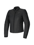 Alpinestars Isla WR damejakke, sort, slim-fit tekstilmotorcykeljakke, mat finish med quiltede detaljer på skuldre og underarme, lynlåslukning foran, to lynlåslommer, høj bikerkrave, moderne urbant køregrej