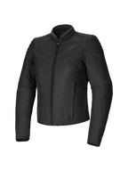 Alpinestars Isla WR damejakke, sort, slim-fit tekstilmotorcykeljakke, mat finish med quiltede detaljer på skuldre og underarme, lynlåslukning foran, to lynlåslommer, høj bikerkrave, moderne urbant køregrej