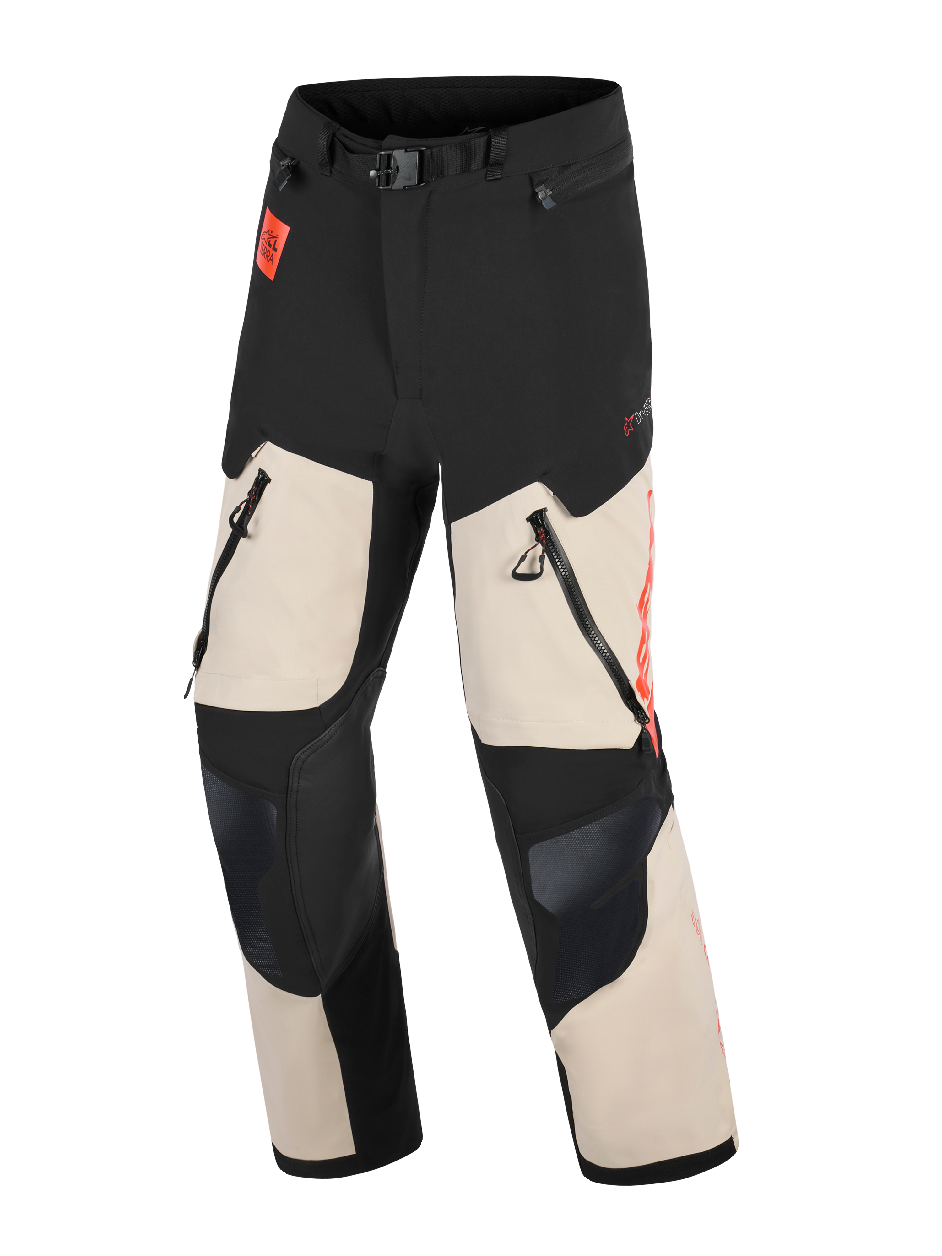 Alpinestars Halo Pro Drystar XF laminerede bukser, herre adventure motorcykelbukser, mastic og sort, vandtæt med direkte ventilation og CE-certificeret beskyttelse