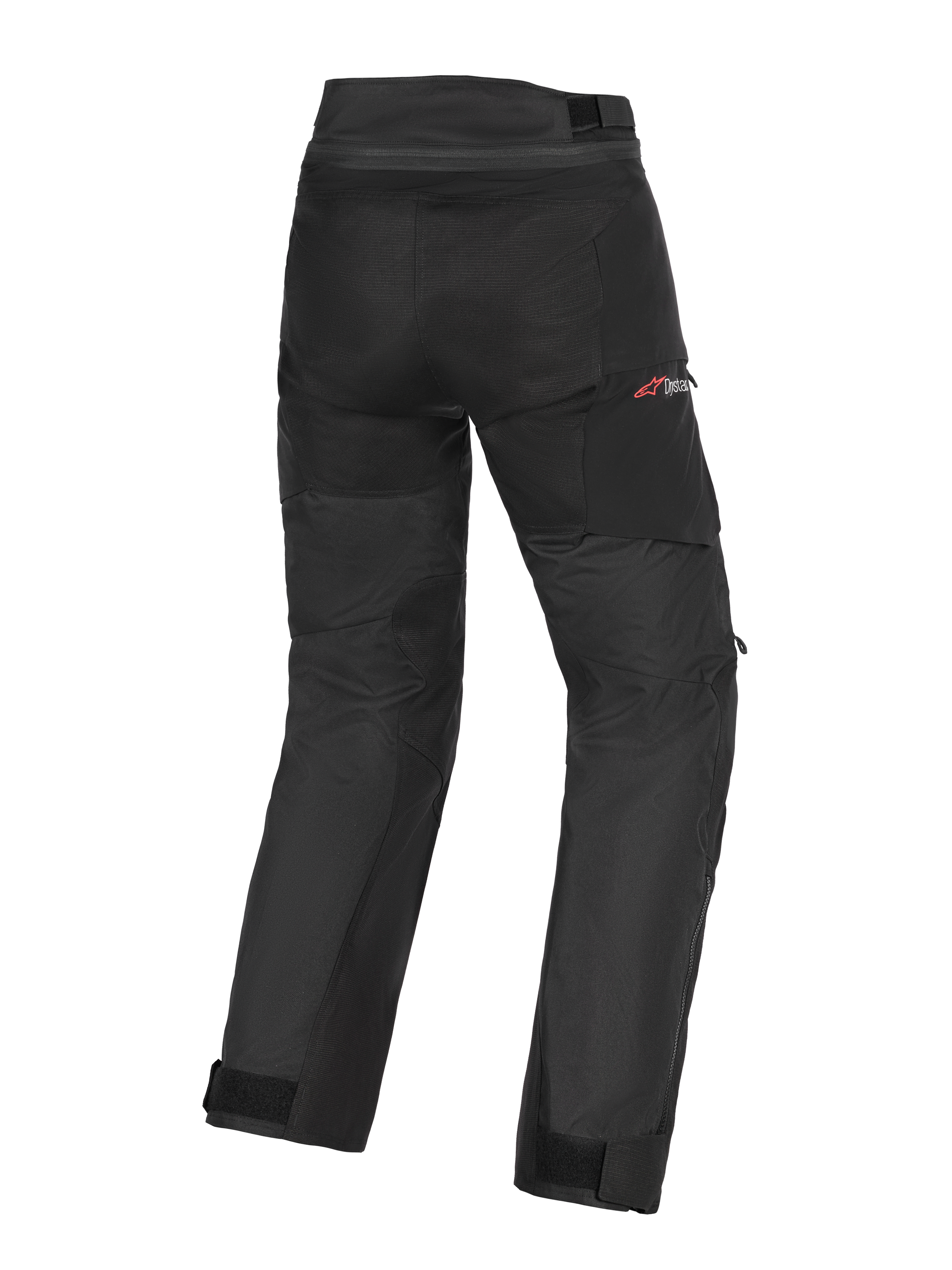 Alpinestars Andes V4 Drystar® Pants - Long, Black motorcycle adventure-touring pants, rear view showing durable textile chassis, adjustable ankle straps, and subtle red Drystar branding