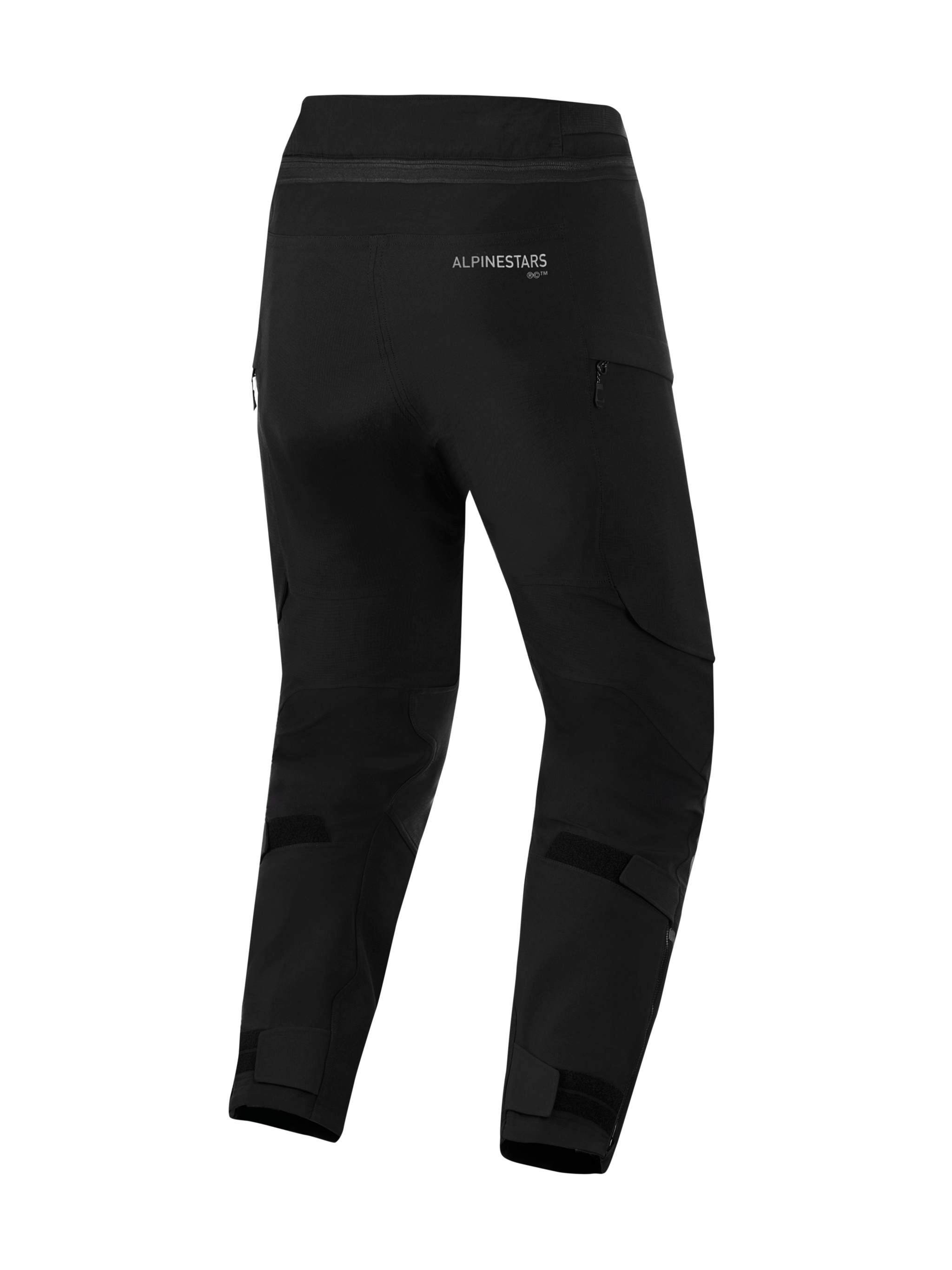Alpinestars Andes Pro Drystar® XF bukser - Short, sorte motorcykelbukser, set bagfra med Alpinestars-branding, justerbare velcostropper på læggene og anklerne, ventilationsåbninger med lynlås og slidstærk tekstilkonstruktion til adventure touring.