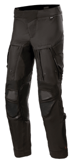 Alpinestars Halo Drystar® bukser, sorte adventure touring motorcykelbukser, store ventilationspaneler på lårene, forstærket knæbeskyttelse, lynlåslommer, holdbar tekstilkonstruktion til brug i flere sæsoner