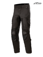 Alpinestars Halo Drystar bukser, herre adventure-motorcykelbukser, sort, vandtæt tekstilkonstruktion med ventilationspaneler på lårene, forfra