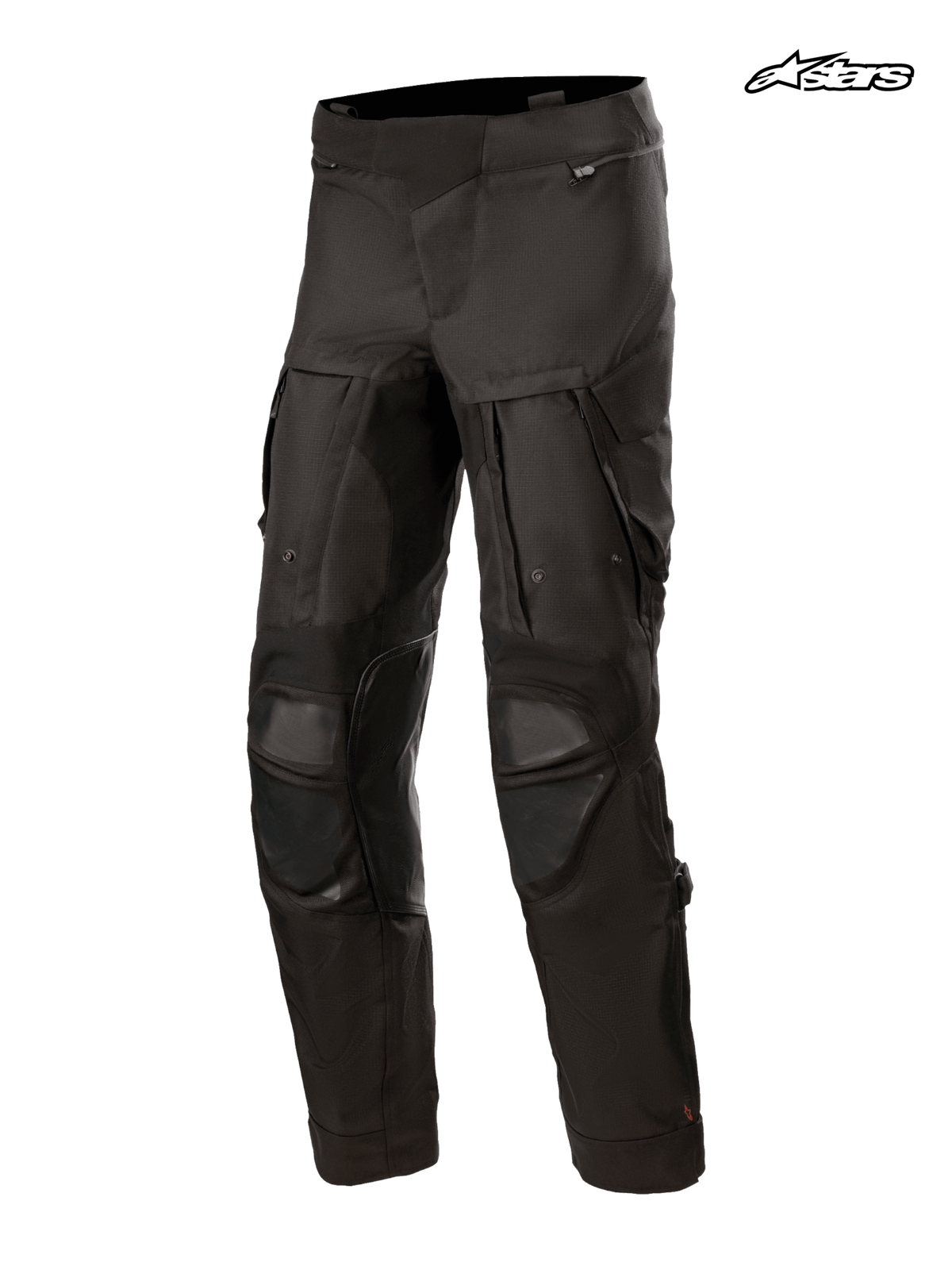 Alpinestars Halo Drystar bukser, herre adventure-motorcykelbukser, sort, vandtæt tekstilkonstruktion med ventilationspaneler på lårene, forfra