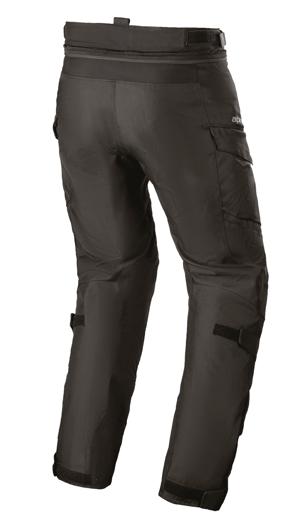Alpinestars Andes V3 Drystar® bukser, adventure touring motorcykelbukser, sort, set bagfra, med cargolommer, justerbare stropper i talje og ved knæ, forbindelseslynlås til jakker, slidstærk tekstilkonstruktion