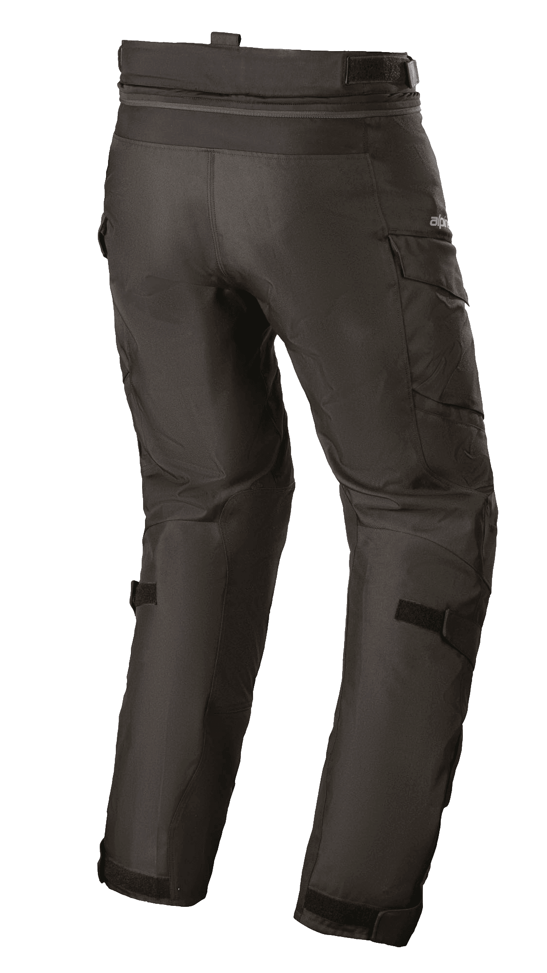 Alpinestars Andes V3 Drystar® bukser, adventure touring motorcykelbukser, sort, set bagfra, med cargolommer, justerbare stropper i talje og ved knæ, forbindelseslynlås til jakker, slidstærk tekstilkonstruktion