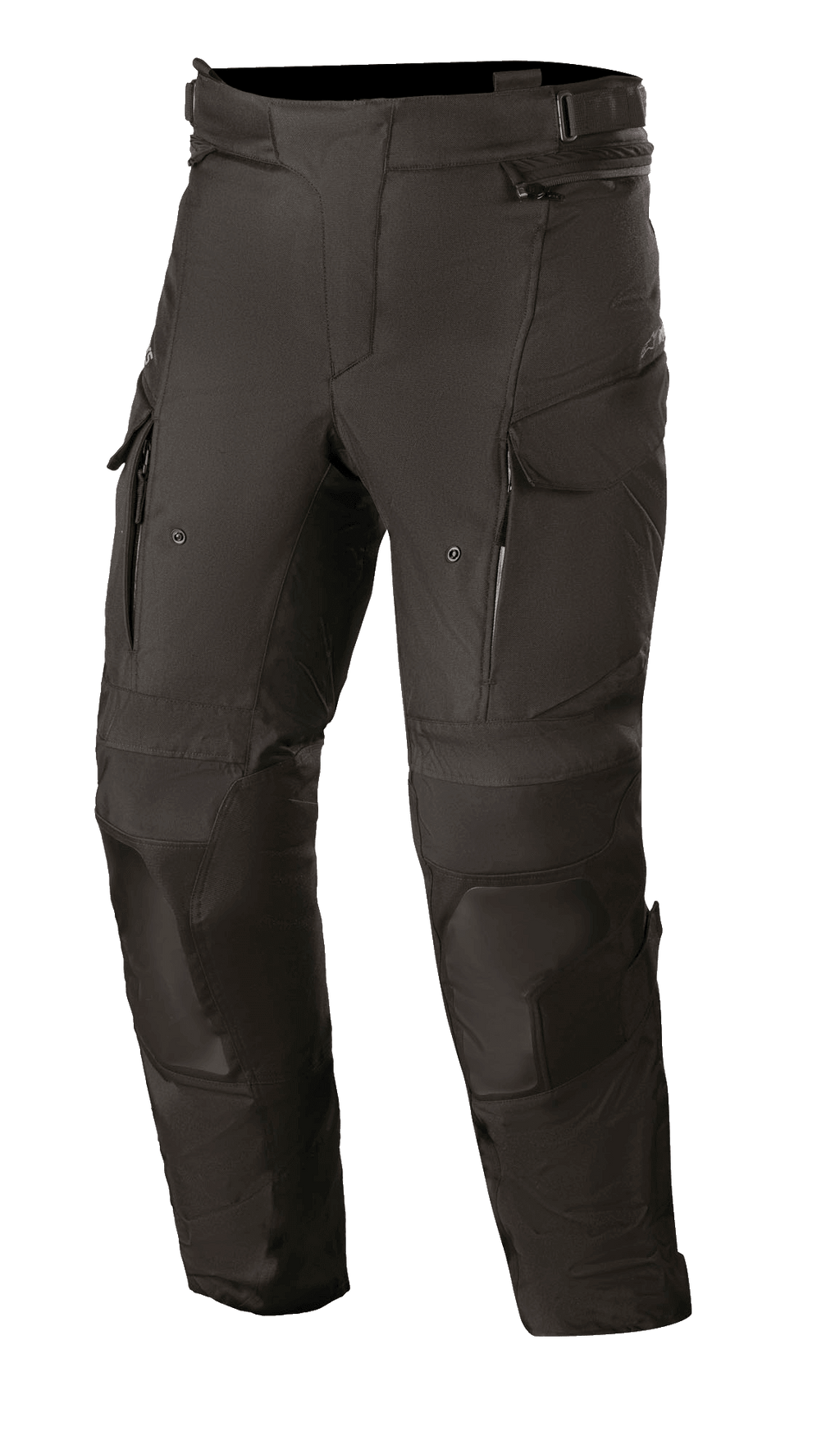Alpinestars Andes V3 Drystar bukser, motorcykel adventure touring bukser, sort, vandtæt og åndbar tekstilkonstruktion, med cargo-lommer, forstærkede knæområder og ventilationsåbninger med lynlås på lårene til kørsel i alt slags vejr