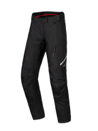 Alpinestars Honda Stella ST-1 vandtætte bukser, sorte motorcykel touring-bukser til damer, rødt indvendigt for i taljen, to lodrette lynlåslommer på lårene, Alpinestars-logo på benet, slidstærkt tekstil adventure-udstyr