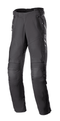 Alpinestars Stella Bogota Pro Drystar 4 Seasons bukser til damer, sorte motorcykel-touringbukser, harmonika-strækpaneler ved knæene, lårventilation med lynlås, justerbare taljespænder, teknisk tekstil-adventureudstyr