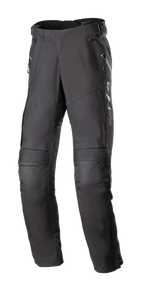 Alpinestars Stella Bogota Pro Drystar 4 Seasons bukser til damer, sorte motorcykel-touringbukser, harmonika-strækpaneler ved knæene, lårventilation med lynlås, justerbare taljespænder, teknisk tekstil-adventureudstyr