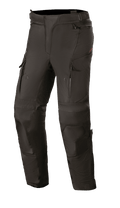 Alpinestars Stella Andes V3 Drystar bukser til damer, sorte touringbukser til motorcykel, vandtæt og åndbar tekstilkonstruktion, forstærkede knæ- og lårpaneler, ventilationsåbninger med lynlås på lårene, cargolommer og justerbar talje til adventure-kørsel.