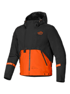 Alpinestars Mootant Waterproof Parka, men's urban contemporary motorcycle jacket with a hood, Black and Spicy Orange, modular 4-season design with CE-certified protection