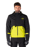 Alpinestars Mootant Waterproof Parka, motorcykeljakke, Lime Punch og sort, tofarvet design med hætte, klar gul underdel og sort overdel, gule stropper på ærmerne, logo på brystet, teknisk modulær stil
