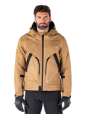 Alpinestars Morush Waterproof Parka, brun og sort motorcykeljakke med hætte, urbant køreudstyr, set forfra med sort lynlås og store vinklede lommer