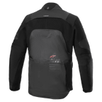 Alpinestars AMT-7 Air Jacket, motorcykeljakke, Black Dark Shadow, set bagfra med MATRYX-ventilationspaneler på ryggen, CORDURA Ripstop på skuldrene og armene og Alpinestars Motion Technology-branding.
