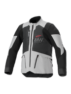 Alpinestars AMT-7 Air Jacket, ventileret motorcykeljakke, sort og hvid, med MATRYX-ventilationspaneler, lynlåslommer og høj krave, sporty design med rødt Alpinestars-logo