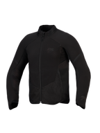 Alpinestars Aeroshell Airflow jakke, motorcykeljakke, Black Anthracite, letvægts stretch softshell med laserperforerede ventilationszoner, mesh-paneler og diskret branding på brystet, sport-cut design til kørsel i varmt vejr