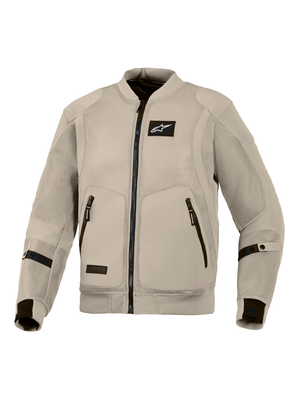 Alpinestars Flight Air-jakke, Aluminum Grey motorcykeljakke, urban køreudstyr i bomber-stil med udvidede 3D mesh-paneler for maksimal luftstrøm, sort Alpinestars-logo på brystet og to lynlåslommer foran