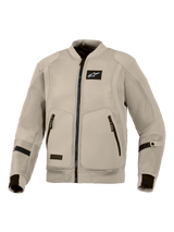 Alpinestars Flight Air-jakke, Aluminum Grey motorcykeljakke, urban køreudstyr i bomber-stil med udvidede 3D mesh-paneler for maksimal luftstrøm, sort Alpinestars-logo på brystet og to lynlåslommer foran