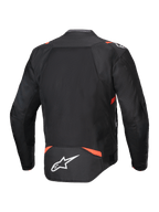 Alpinestars T-SPS Air V2 Jakke, sort og rød motorcykeljakke i tekstil med ventilerede mesh-paneler, set bagfra.