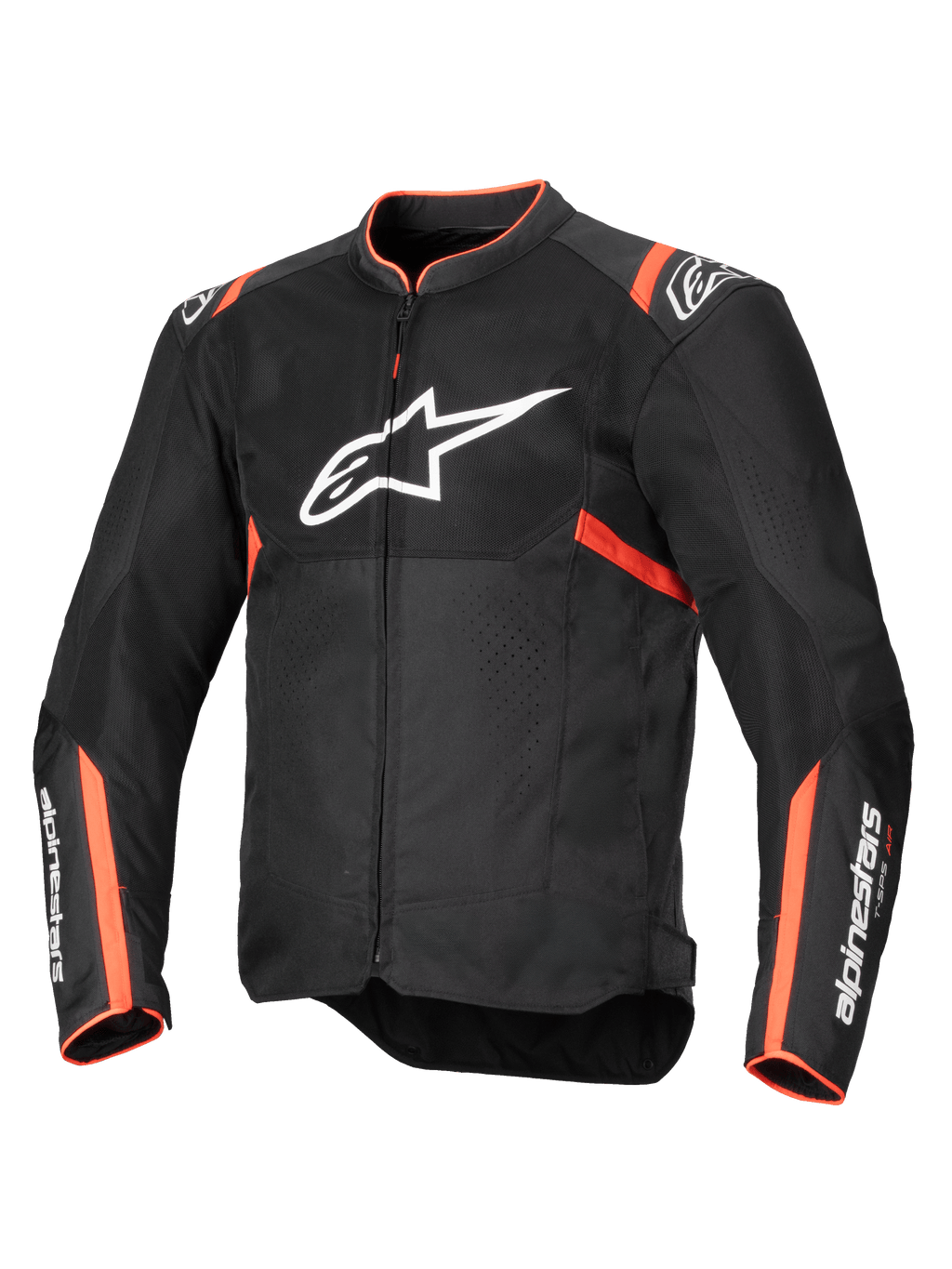 Alpinestars T-SPS Air V2 jakke, herremotorcykeljakke, sort og fluorescerende rød, mesh-paneler for luftstrøm, Tech-Air® klar.