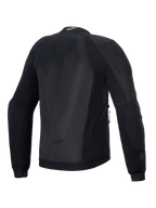 Alpinestars Troop-Air Black Men's Mesh Motorcycle Jacket, back view with breathable tech mesh and CE Class A protection.