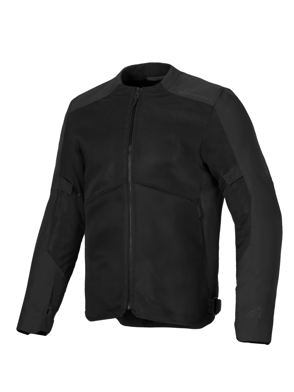 Alpinestars C-1 Air-jakke, sort motorcykeljakke, med store mesh-ventilationspaneler, 450D polyfabric-chassis, subtilt præget branding på skuldrene, rent moderne urbant design til kørsel i varmt vejr