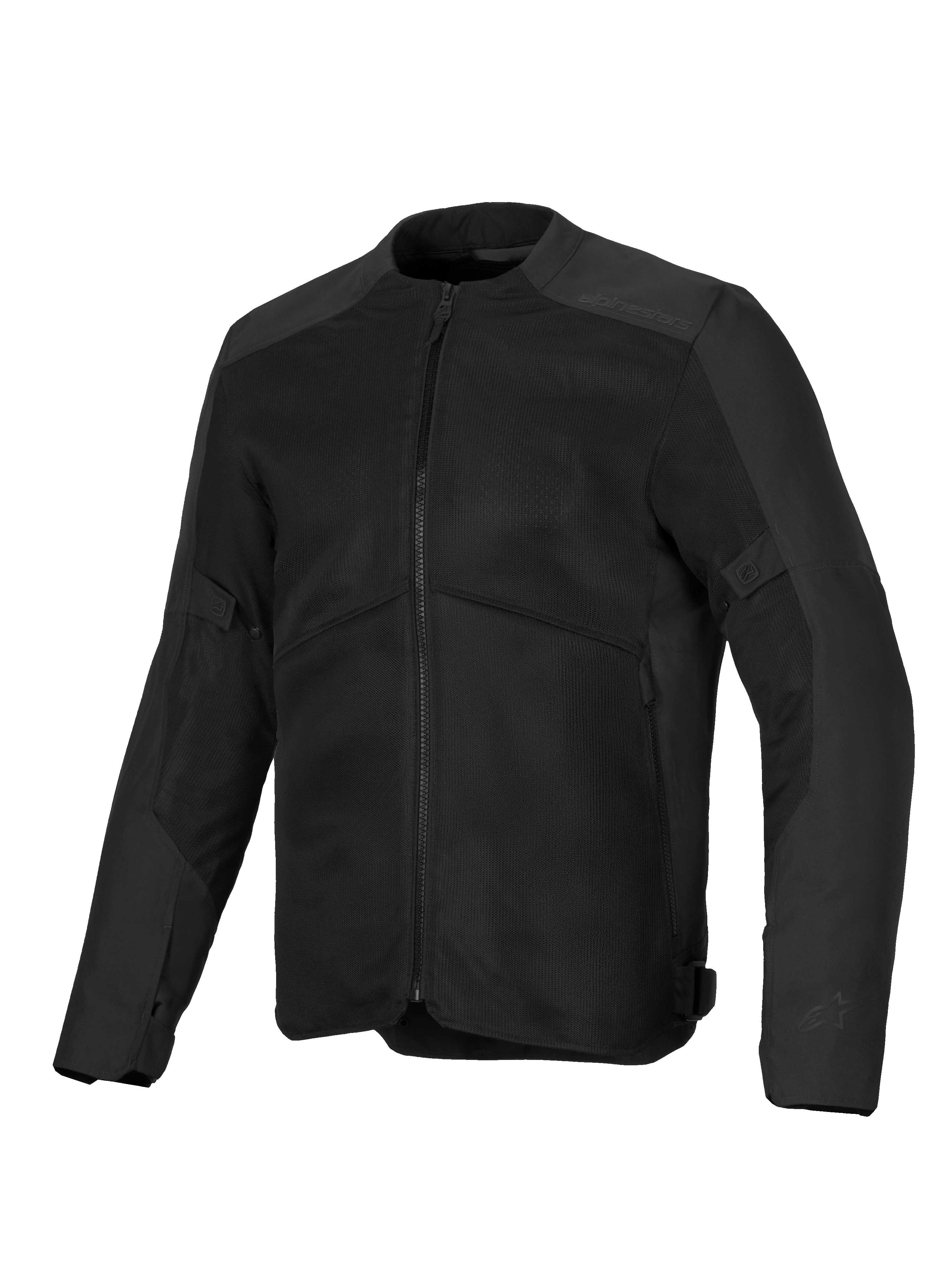 Alpinestars C-1 Air-jakke, sort motorcykeljakke, med store mesh-ventilationspaneler, 450D polyfabric-chassis, subtilt præget branding på skuldrene, rent moderne urbant design til kørsel i varmt vejr