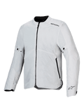 Alpinestars C-1 Air jakke, motorcykeljakke, sølv, let tekstilkonstruktion med tech mesh-paneler, frontvisning med central sort lynlås og sidelommer, Alpinestars-logoer på skulder og manchet, urban pendlerstil