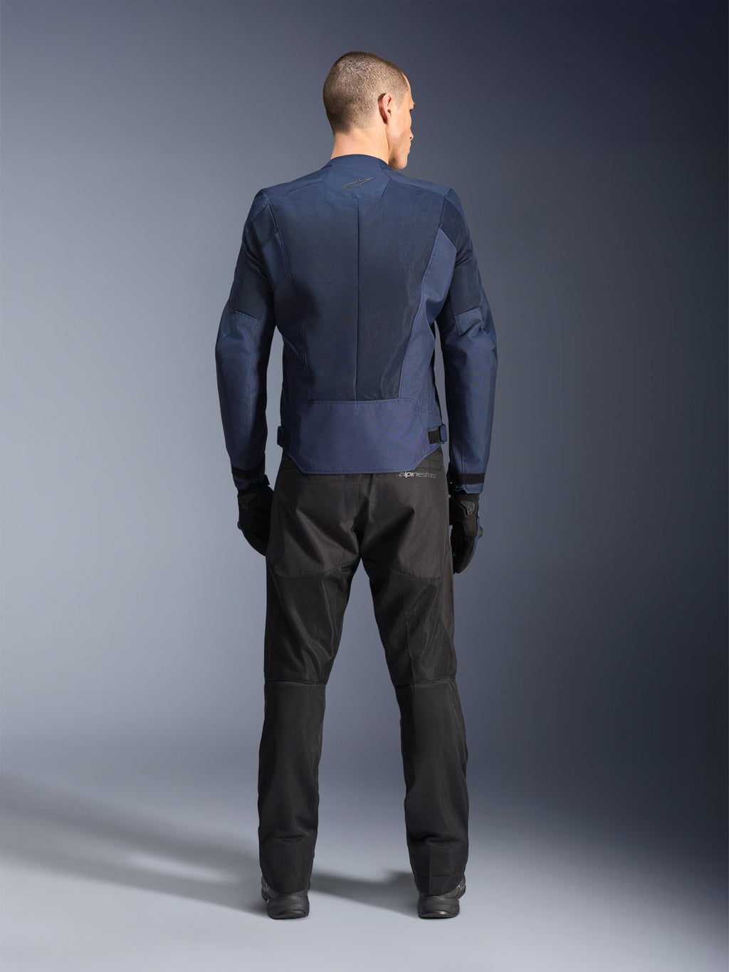 Alpinestars C-1 Air jakke, blå urban herre-motorcykeljakke, tech mesh og tekstilkonstruktion, set bagfra
