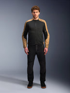Alpinestars C-1 Air-jakke, urban motorcykeljakke til herrer, sort og sand, med åndbare tech mesh-paneler i tekstil.
