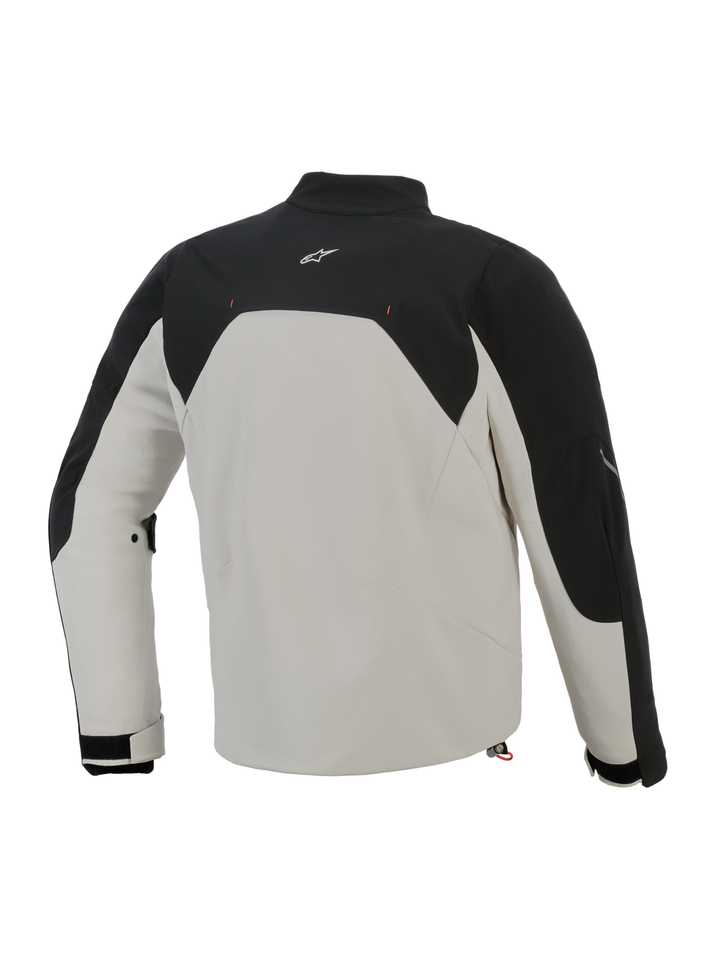 Alpinestars Provoke jakke, set bagfra, Black Metal Gray, urban tekstil motorcykeljakke med sorte øvre paneler og en metalgrå hoveddel, lille hvidt logo på øverste del af ryggen, ripstop softshell-konstruktion