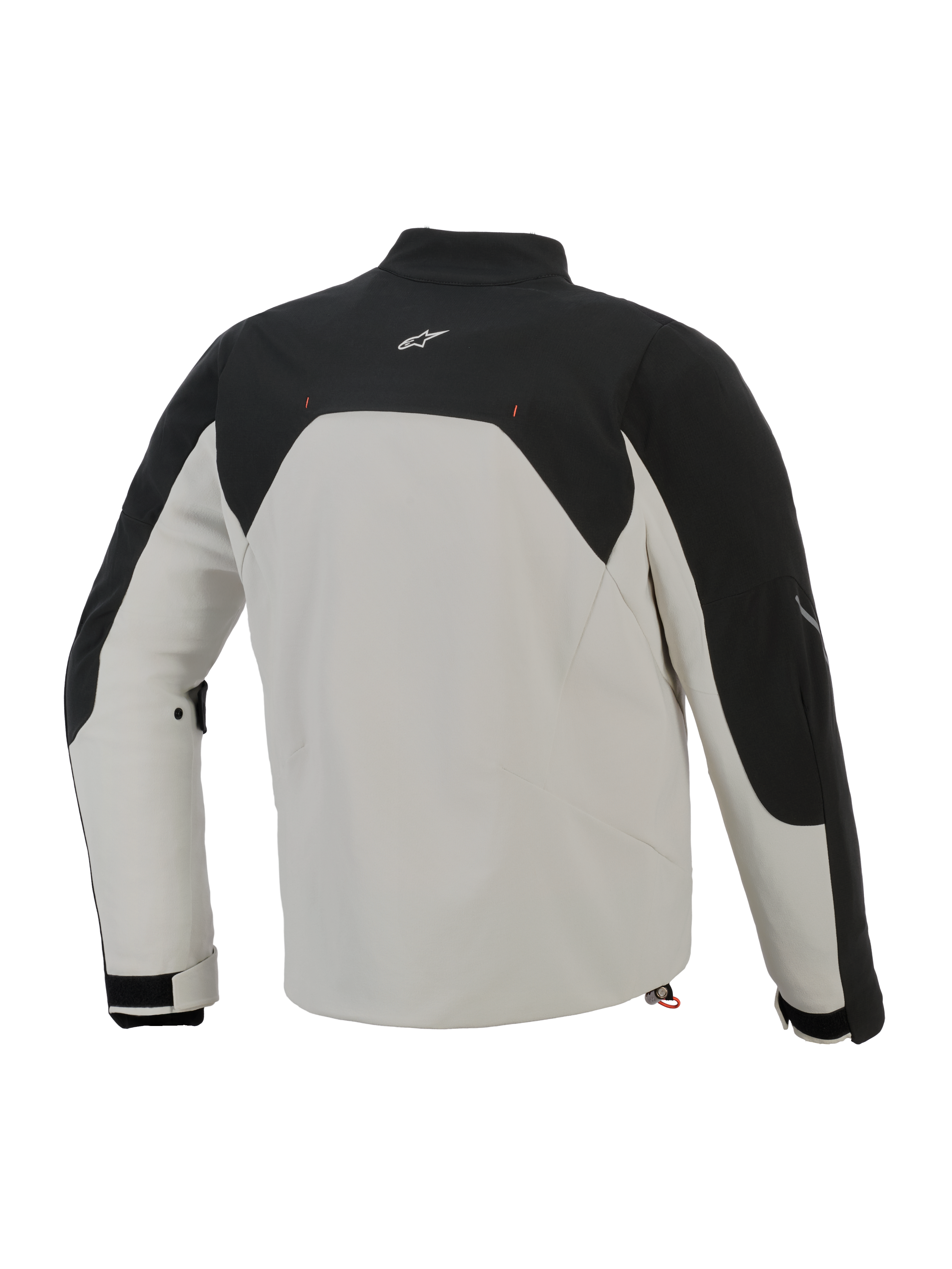 Alpinestars Provoke jakke, set bagfra, Black Metal Gray, urban tekstil motorcykeljakke med sorte øvre paneler og en metalgrå hoveddel, lille hvidt logo på øverste del af ryggen, ripstop softshell-konstruktion