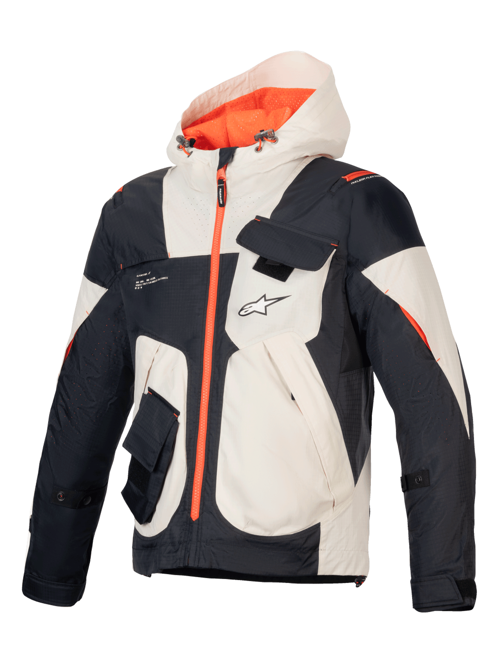Alpinestars Mogress Air jakke, urban herremotorcykeljakke i sort, mandelfarvet og orange med ventileret ripstop.