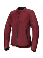 Alpinestars Stella C-1 Air motorcykeljakke til damer, bordeauxrød, med store tech mesh-paneler til luftgennemstrømning, central sort lynlås, lynlåslommer og justerbare stropper ved talje og ærmer, designet til bykørsel
