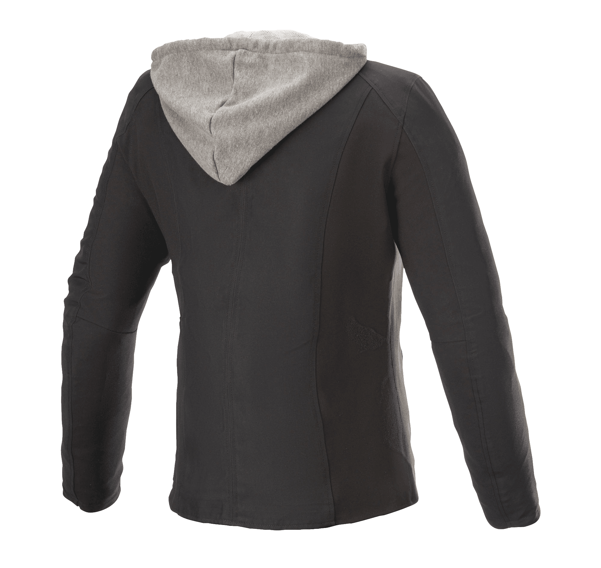 Alpinestars Bond Dame Jakke, urban kørejakke, sort med grå fleecehætte, set bagfra, sporty snit med vokset tekstilfinish