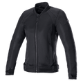 Alpinestars Eloise V2 Air-jakke til damer, sort motorcykeljakke, helsort tekstil- og mesh-konstruktion, lynlås foran, høj krave, justerbare stropper i taljen, strømlinet design til urban kørsel