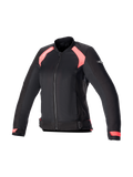 Alpinestars Eloise V2 Air Jakke, dame-motorcykeljakke i sort og pink tekstil med meshpaneler og Tech-Air® klar.