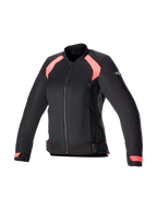 Alpinestars Eloise V2 Air Jakke, dame-motorcykeljakke i sort og pink tekstil med meshpaneler og Tech-Air® klar.
