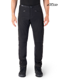 Alpinestars Alden Pants, men's urban contemporary motorcycle textile pants, Black, worn by a model, featuring stretch softshell construction and CE certified protection