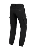 Alpinestars Flex-AST Cargo-bukser - Short, Sort, urbane motorcykelbukser set bagfra, tilspidset pasform, elastiske opslag ved anklerne, cargolommer i siderne og subtilt logo på baglommen.