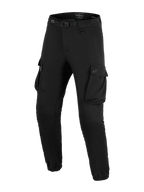 Alpinestars Flex-AST Cargo bukser - Short, urbane motorcykelbukser, sort, regular tapered pasform med elastiske sømme, integreret bælte med spænde, D-ring og store cargolommer på siderne