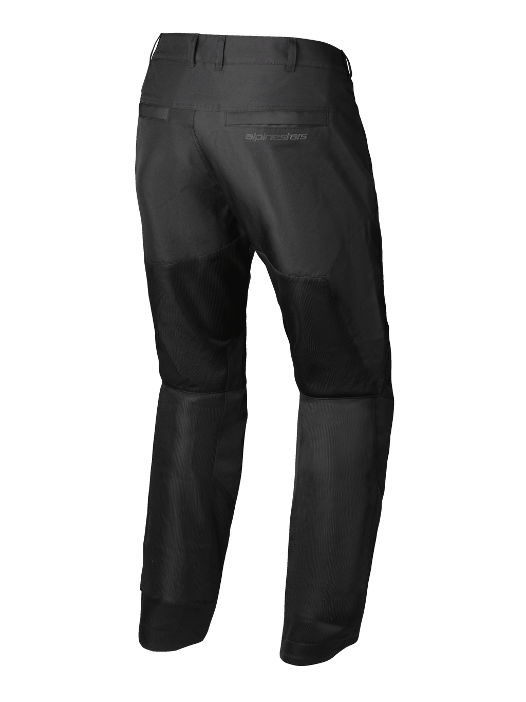 Alpinestars C-1 Air Pants, urban motorcycle pants for men in Black, back view showing tech mesh ventilation panels and CE Class A protection